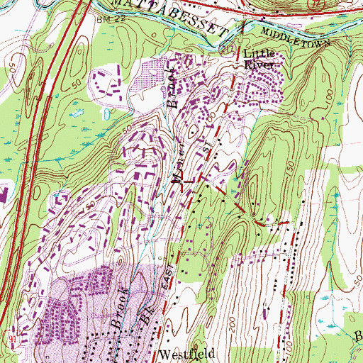 Topographic Map of East Minor Brook, CT