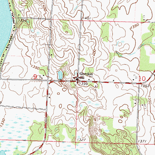 Topographic Map of Gordon Cemetery, MN