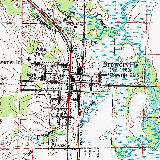 Topographic Map of Browerville (historical), MN