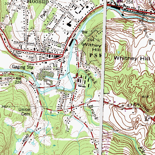 Topographic Map of Ekonk Brook, CT