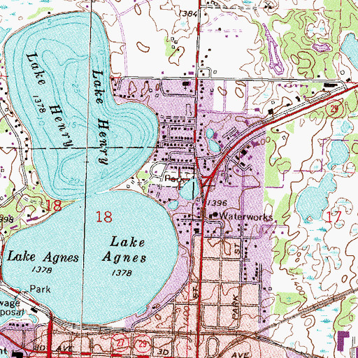 Topographic Map of Alexandria City Park, MN