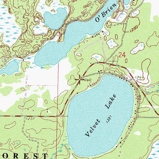 Topographic Map of Velvet Beach Park Campground, MN