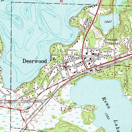Topographic Map of Deerwood Baptist Church, MN