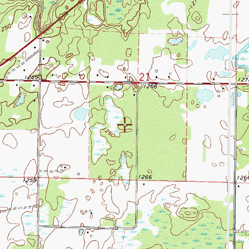 Topographic Map of Woods Post Office (historical), MN