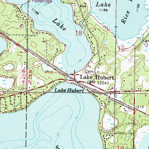Topographic Map of Hubert (historical), MN