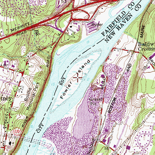 Topographic Map of Fowler Island, CT