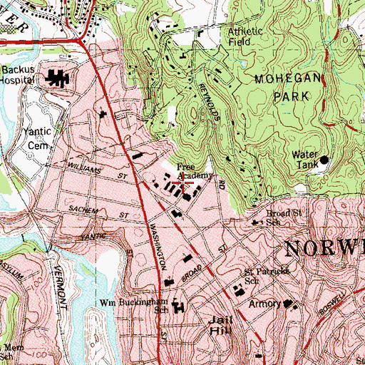Topographic Map of Free Academy, CT