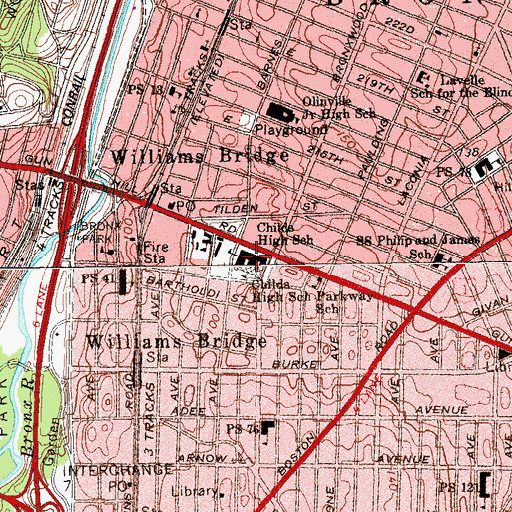 Topographic Map of Bronx Aerospace High School, NY