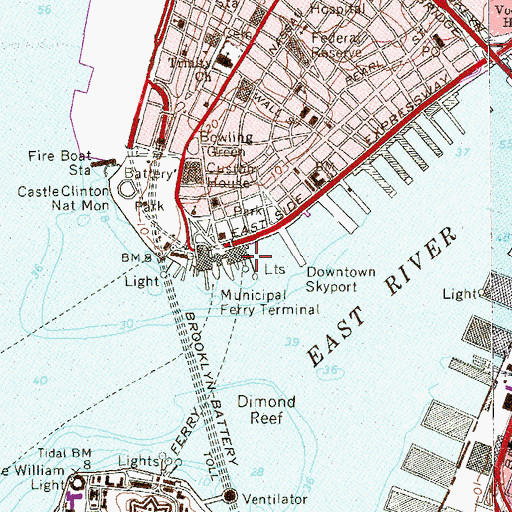 Topographic Map of Pier 4 (historical), NY