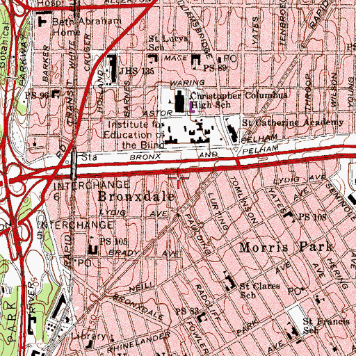Topographic Map of Bronx House Jewish Community Center, NY