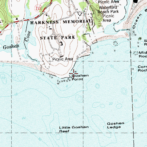 Topographic Map of Goshen Point, CT