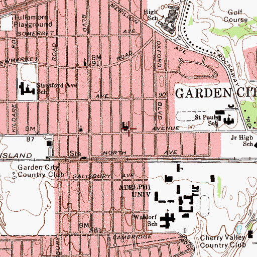 Topographic Map of Garden City Community Church, NY