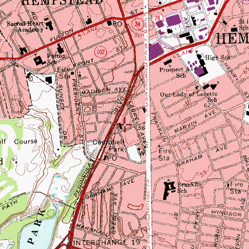 Topographic Map of South Hempstead Baptist Church, NY