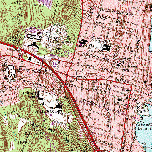 Topographic Map of Nyack Volunteer Fire Department Highland Hose Company 5, NY