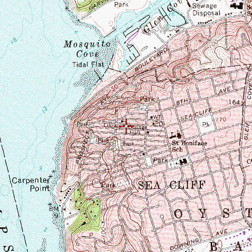 Topographic Map of Sea Cliff Village Library, NY