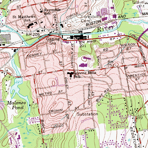 Topographic Map of Greene Hills Elementary School, CT