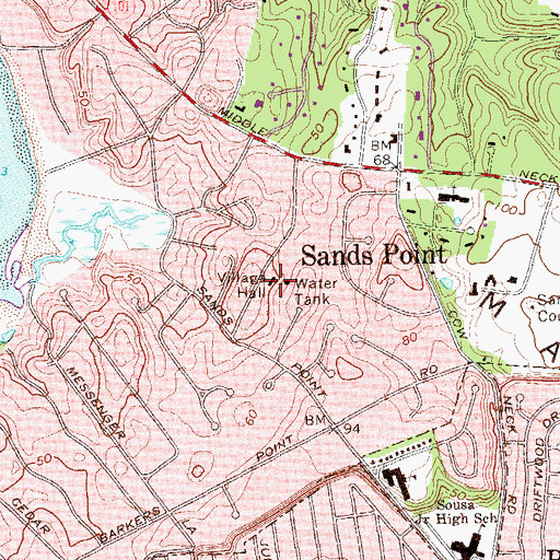 Topographic Map of Sands Point Village Hall, NY