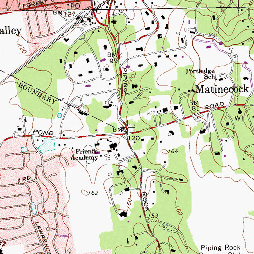 Topographic Map of Matinecock Quaker Meeting House, NY