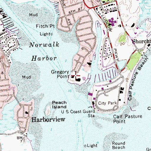 Topographic Map of Gregory Point, CT