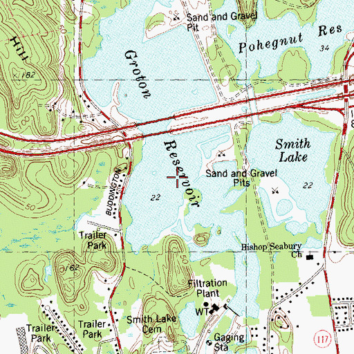 Topographic Map of Groton Reservoir, CT