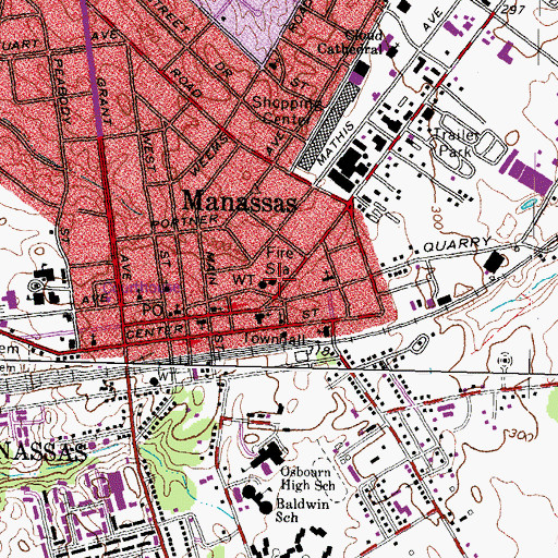 Topographic Map of Manassas Volunteer Fire Company, VA
