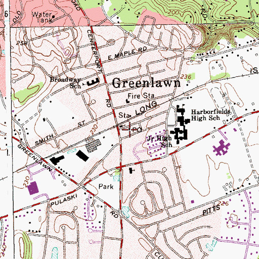 Topographic Map of Greenlawn Post Office, NY