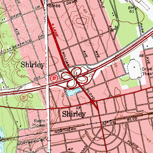 Topographic Map of Interchange 58, NY