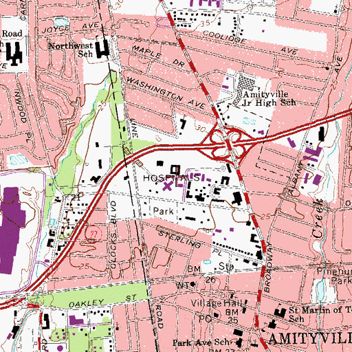 Topographic Map of Brunswick Hospital Center (historical), NY