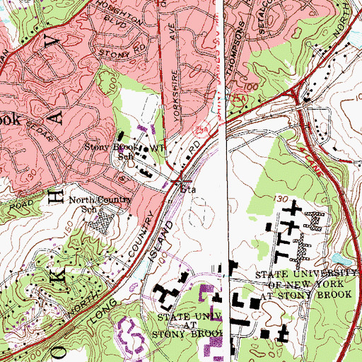 Topographic Map of Stony Brook Station, NY