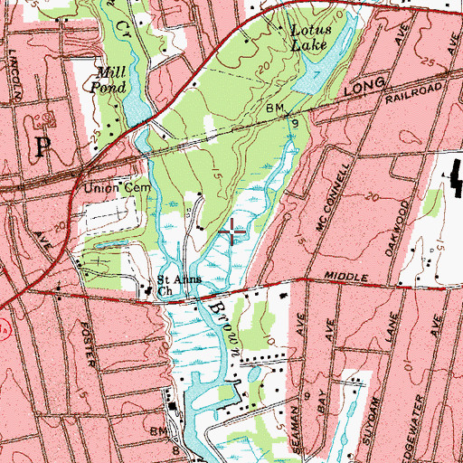 Topographic Map of Roosevelt Estate County Park, NY