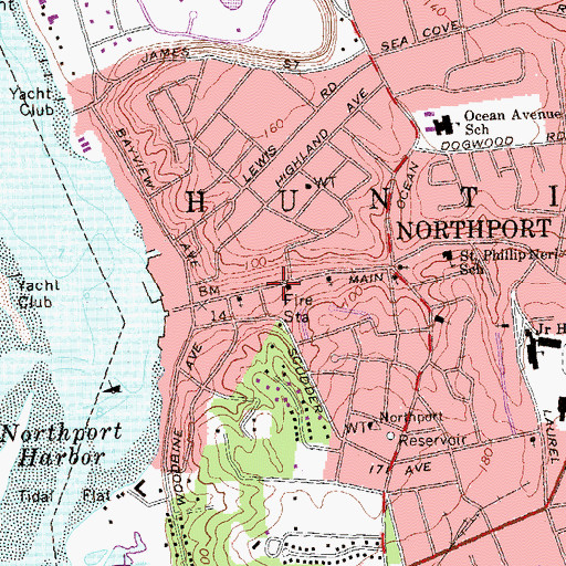 Topographic Map of Northport Village Hall, NY
