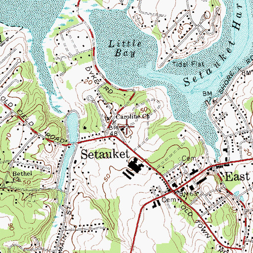 Topographic Map of Presbyterian Church of Setauket, NY
