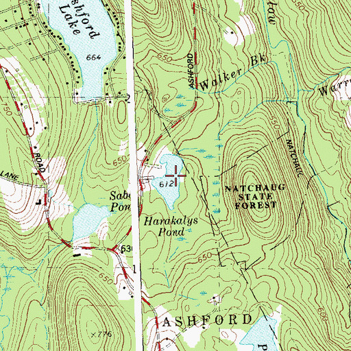 Topographic Map of Harakleys Pond, CT
