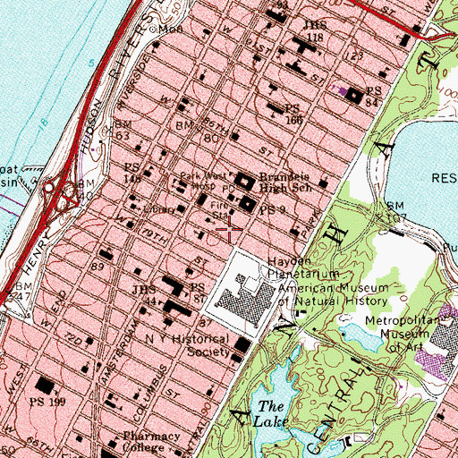 Topographic Map of Twentieth Precinct Police Station, NY