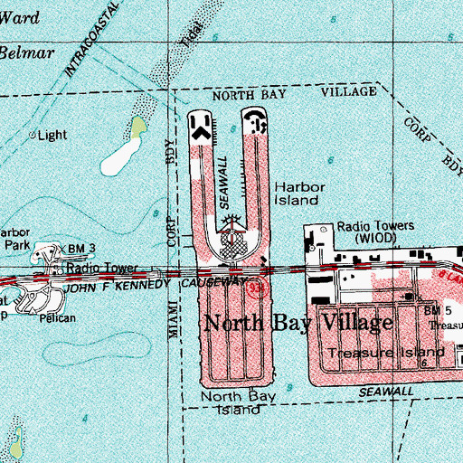 Topographic Map of North Bay Village Marina, FL