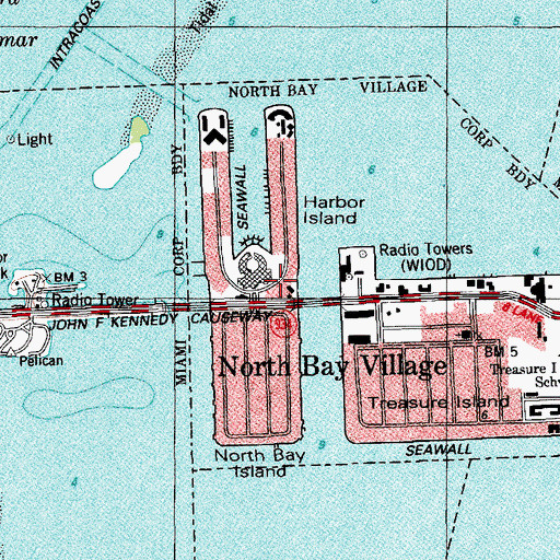 Topographic Map of North Bay Village Police Department, FL