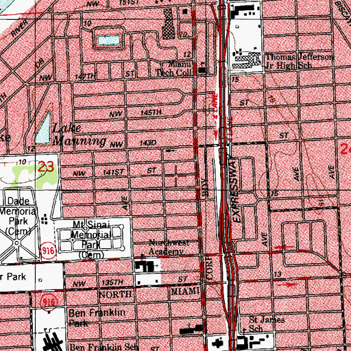 Topographic Map of North Miami Health Center, FL