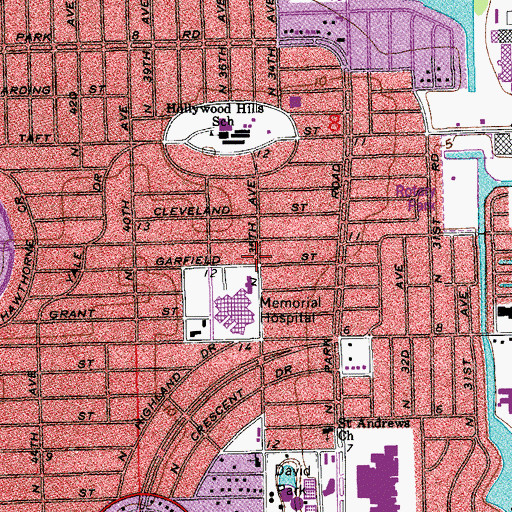 Topographic Map of Hollywood Hills Nursing Home, FL