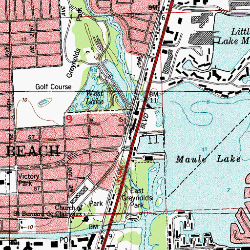 Topographic Map of Greynolds Park Manor Rehabilitation Center, FL