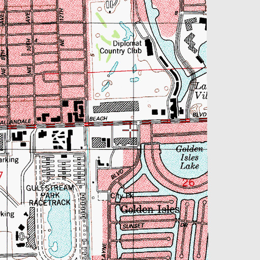 Topographic Map of Hallandale Shopping Center, FL