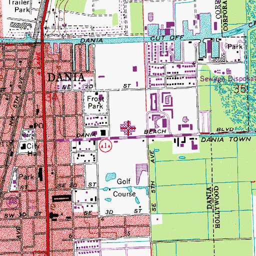 Topographic Map of Dania Jaialai Palace, FL
