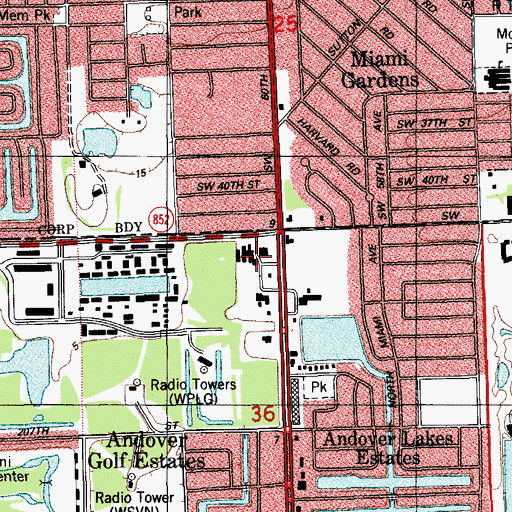Topographic Map of County Square Shopping Center, FL