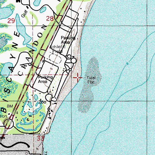 Topographic Map of Crandon Beach, FL