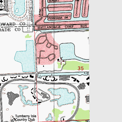 Topographic Map of Aventura Post Office, FL