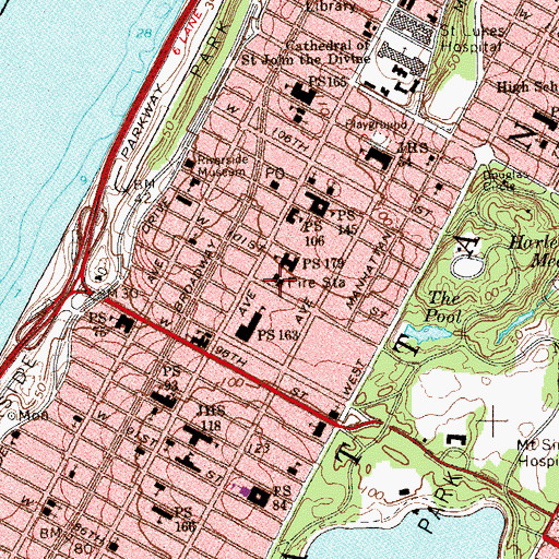 Topographic Map of Twentyfourth Precinct Police Station, NY