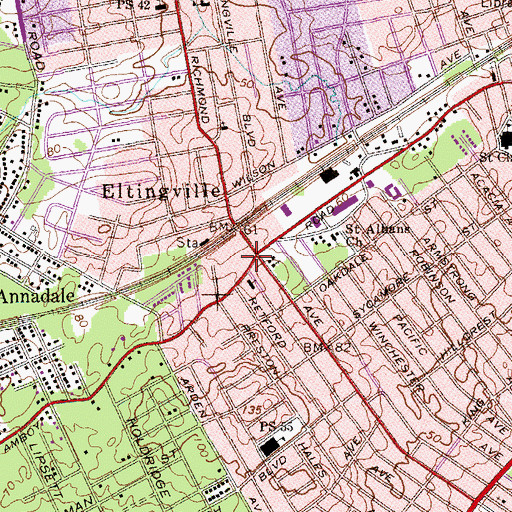 Topographic Map of Eltingville Station Staten Island Post Office, NY
