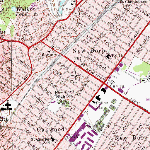 Topographic Map of New Dorp Christian Academy, NY