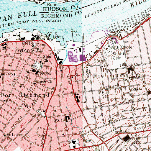 Topographic Map of First Church of God and Christ, NY