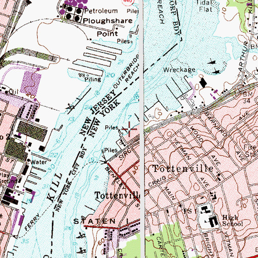 Topographic Map of Port Atlantic Marina, NY