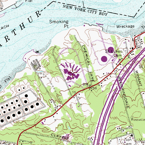 Topographic Map of Arthur Kill Correctional Facility (historical), NY